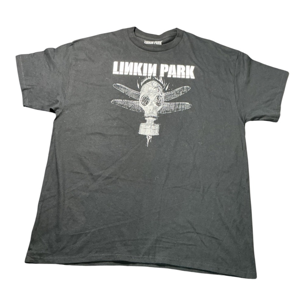 Linkin Park Gas Mask Dragonfly Graphic T-Shirt Black Mens Size XL Short Sleeve